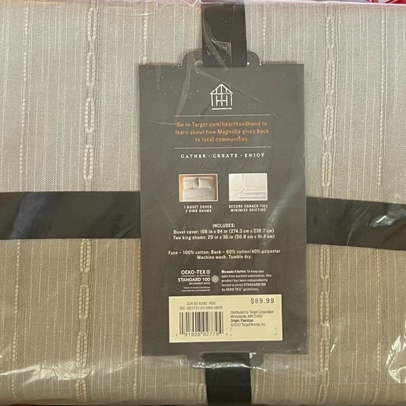 Hearth & Hand x Magnolia 3pc KING Duvet Cover Set – Gray Loop Stripe (NWT) - Picture 5 of 6